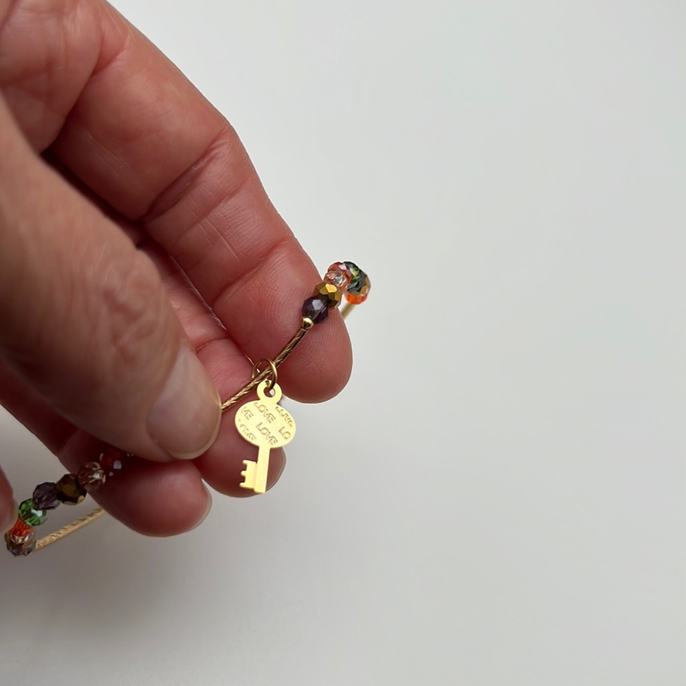 Bracelet- Stackable Stretch Cuff Sparkly Gold Wit… - image 8